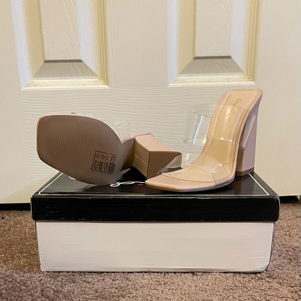 Qupid Clear/Nude Heels (brand new in box)- Size 7.5